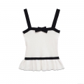 Women's Knit Camisole Top Ribbed Bow Decor Peplum Hem Sleeveless Contrast Color Tank for Party Dating Sweet Spicy Style Elegant Slim Fit Knitting Vest