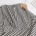 Women's Striped Knit Long Sleeve T-Shirt With Scarf 100% Cotton Casual Loose Fitting Top For Daily Wear Minimalist Style Autumn Fashion