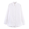 Women's Loose Vertical Striped Blouse Shirt Turn-down Collar Long Sleeve Casual Minimalist Polyester Spandex Button Down Top