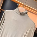 Women's Slim Fit High Neck Long Sleeve T-Shirt Cotton Blend Ribbed Knit Mock Neck Pullover Basic Undershirt Top Daily Wear Casual Style