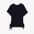 Women's Popcorn Texture Short Sleeve T-Shirt Fashion Round Neck Ruched Top With Side Drawstring Stretchy Solid Color Casual Tee