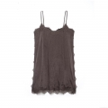 Women Sexy Lace Patchwork Satin Camisole Top Deep Brown Backless V-Neck Silk Feel Sleeveless Tank Top For Party Club Daily Wear Elegant Lingerie Style Vest