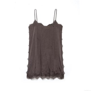 Women Sexy Lace Patchwork Satin Camisole Top Deep Brown Backless V-Neck Silk Feel Sleeveless Tank Top For Party Club Daily Wear Elegant Lingerie Style Vest