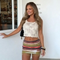 Sexy Women's Apricot Crochet Lace Tank Top With 3D Floral Applique Hollow Out Cropped Cami Top For Summer Party Vacation Streetwear Spicy Girl Base Top Breathable Polyester Spandex Blouse
