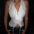 Women's Sexy Halter Top Backless Ruffle V-Neck Tie-Up Polyester Spandex Slim Fit Crop Top For Summer Beach Vacation Party