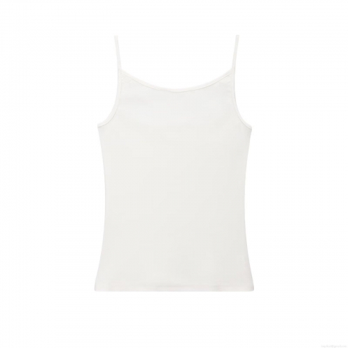 Women's Sexy Ribbed Knit Cami Top Spaghetti Strap Slim Fit Sleeveless Crop Tank Top Summer Beach Streetwear White Camisole
