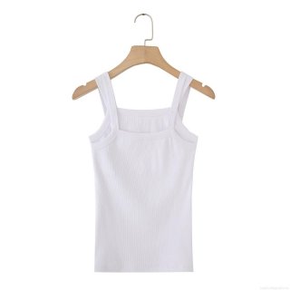 Women's Casual Cotton Ribbed Tank Top Square Neck Wide Shoulder Straps Solid White Summer Stretchy Sleeveless Camisole Vest Top For Women Women's Casual Cotton Ribbed Tank Top Square Neck Wide Shoulder Straps Solid White Summer Stretchy Sleeveless Camisole Vest Top For Women