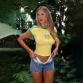Women Sexy Crop T-Shirt Contrast Binding Short Sleeve Polyester Spandex Streetwear Summer Tee With Letter Print And Three Stripes Decoration