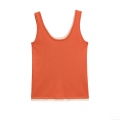 Women's Knitted Tank Top Sleeveless Double Layer U-Neck Cami Top Slim Fit Polyester Blend Basic Solid Color Vest For Summer Casual Daily Wear