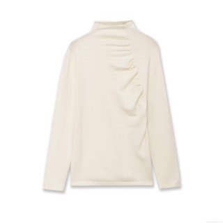 Women's Elegant Pleated Shoulder Mock Neck Long Sleeve T-Shirt Solid Color Slim Fit Knitted Top For Autumn Winter Casual Soft Polyester Pullover Blouse Women's Elegant Pleated Shoulder Mock Neck Long Sleeve T-Shirt Solid Color Slim Fit Knitted Top For Autumn Winter Casual Soft Polyester Pullover Blouse