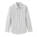 Women Fashion Striped Padded Shoulder Poplin Shirt Casual Long Sleeve Button Down Blouse Top Women Work Office Clothing
