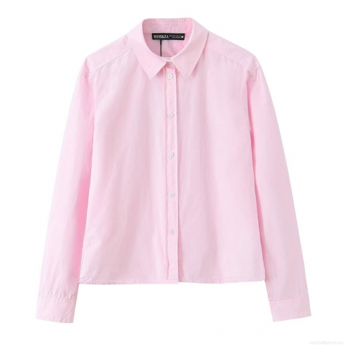 Women's Elegant Polyester Cotton Blend Poplin Blouse Shirt Long Sleeve Button Down Lapel Collar Top Solid Color Fashion Streetwear Office Lady Casual Blouse