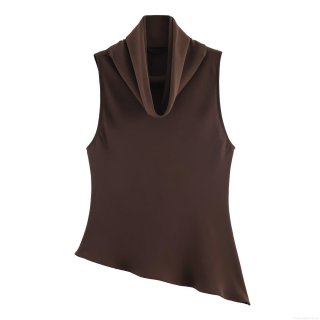 Women's Fashion Asymmetric Hem Sleeveless Top Cowl Neck Solid Color Polyester Blend Slim Fit Tank Top For Party Clubwear Daily Wear Women's Fashion Asymmetric Hem Sleeveless Top Cowl Neck Solid Color Polyester Blend Slim Fit Tank Top For Party Clubwear Daily Wear