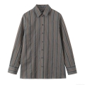 Women's Casual Polyester Striped Long Sleeve Button Down Shirt Blouse Office Daily Workwear Sophisticated Style Tops