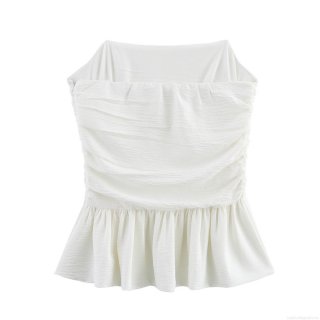 Women's Sexy Pleated Tube Top Off-Shoulder Polyester Wave Edge Ruffle Hem Slim Fit Sweet Celebrity Style Backless Cropped Top for Summer Party Vacation Daily Wear Women's Sexy Pleated Tube Top Off-Shoulder Polyester Wave Edge Ruffle Hem Slim Fit Sweet Celebrity Style Backless Cropped Top for Summer Party Vacation Daily Wear