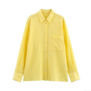 Women Fashion Striped Long Sleeve Shirt Button Down Casual Polyester Blouse Office Wear With Front Pocket