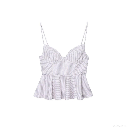 Women's Striped Peplum Camisole Top Sleeveless V-Neck Bustier Polyester Blended Sweet Fresh Lady Style Slimming Tank Top For Summer Vacation