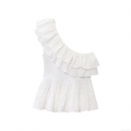 Women's Sexy One Shoulder Ruffle Top Polyester Hollow Out Embroidery Sangallo Lace Asymmetric Frill Summer Party Dating Tank Top For Women