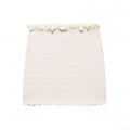 Women Elegant Cream White Knitted Strapless Tube Top With Lettuce Edge Ruffles Slim Fit Sleeveless Crop Top For Summer Vacation Party Streetwear
