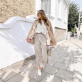 Women's Casual Oversized Coarse Knit Sweater Solid Color Round Neck Long Sleeve Pullover With Button Detail Soft Polyester Knitwear For Spring Autumn Winter