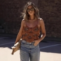 Sexy Women Sequin Tiered Ruffle Cami Top Spaghetti Strap Backless Mesh Sleeveless Tank Top For Party Clubwear Streetwear Summer Outfits