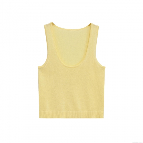 Women's U-Neck Knit Tank Top Mercerized Cotton Polyester Blend Slim Fit Sleeveless Crop Top Solid Color Summer Casual Vest