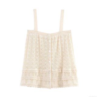 Women's Knitted Camisole Top Crochet Hollow Out Lace Trim V Neck Button Down Sleeveless Tank Top For Summer Beach Casual Streetwear Women's Knitted Camisole Top Crochet Hollow Out Lace Trim V Neck Button Down Sleeveless Tank Top For Summer Beach Casual Streetwear