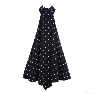 Sexy Polka Dot Halter Neck Top Women's Retro High Neck Sleeveless Slim Fit Polyester Shirt for Party Dating INS Style Socialite Blouse