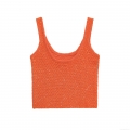 Women's Fashion Sequin Decorated Knit Sleeveless Tank Top Sexy Slim Fit U-Neck Crop Top For Party Vacation INS Style Lady