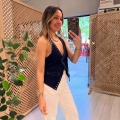 Women's Denim Look Halter Top Vest With Rivet Decoration Backless V-Neck Button Up Slim Fit Short Waistcoat Summer Party Clubwear Chic Fashion Camisole