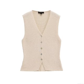 Women Knitted V-Neck Button Down Vest Sleeveless Solid Color Ribbed Tank Top Elegant Slim Fit Casual Waistcoat For Ladies Spring Autumn Fashion Women Knitted V-Neck Button Down Vest Sleeveless Solid Color Ribbed Tank Top Elegant Slim Fit Casual Waistcoat For Ladies Spring Autumn Fashion