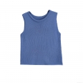 Women's Sleeveless Knitted Tank Top 100% Polyester Ribbed Knit Vest Round Neck Slim Fit Casual Solid Blue Sweater Vest for Daily Dating