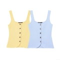 Women's Knit Button Tank Top Sleeveless Square Neck Ribbed Camisole Slim Fit Summer Casual Vest Tops for Women Stylish Streetwear Party Outfits