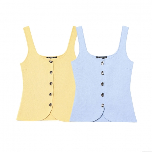 Women's Knit Button Tank Top Sleeveless Square Neck Ribbed Camisole Slim Fit Summer Casual Vest Tops for Women Stylish Streetwear Party Outfits