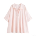 Women's Casual Loose Striped Shirt V-Neck Lapel Long Sleeve Polyester Blouse Oversized Button Down Tops For Daily Commute Fashion
