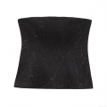 Women's Sexy Metallic Cracked Texture Tube Top Strapless Pleated Slim Fit Back Zipper Crop Top Club Night Party Bandeau Streetwear