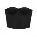 Women's Sexy Corset Top Strapless Tube Top Fishbone Slim Fit Polyester Stretch Fabric With Back Zipper For Party Clubwear Night Out Elegant Black Bodyshaper Tank Top