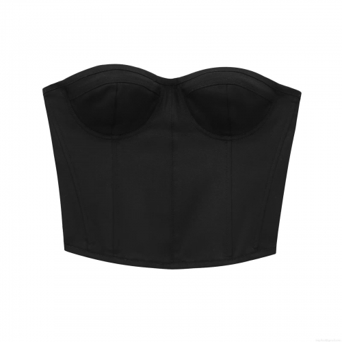 Women's Sexy Corset Top Strapless Tube Top Fishbone Slim Fit Polyester Stretch Fabric With Back Zipper For Party Clubwear Night Out Elegant Black Bodyshaper Tank Top