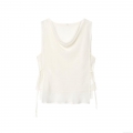 Women's Elegant Cowl Neck Sleeveless Blouse Solid Color Tencel Polyester Tank Top With Side Drawstring For Party Dating Casual Summer Tops