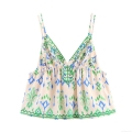 Women's Bohemian Ethnic V-Neck Cami Top With Sequins Embroidery Tassel Summer Holiday Sleeveless Polyester Acrylic Tank Top For Women