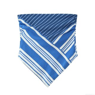 Women's Sexy Striped Tube Top Backless Polyester Lace Up Bandeau Crop Top For Summer Beach Vacation Navy Blue White Strapless Top