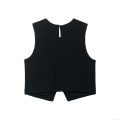 Women's Sexy Sleeveless Tank Top Elegant Woven Polyester Vest With Gold Buttons Asymmetric Commuter Short Waistcoat For Party Club Lady