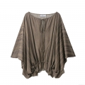 Women's Casual Loose Batwing Sleeve T-Shirt 100% Polyester Striped Jacquard Drawstring Neck Top Streetwear Blouse For Women