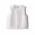 Women's Elegant Faux Fur Vest Sleeveless Polyester Furry Waistcoat For Party Socialite Fashion Slim Fit Short Solid Color Outerwear