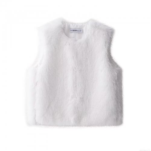 Women's Elegant Faux Fur Vest Sleeveless Polyester Furry Waistcoat For Party Socialite Fashion Slim Fit Short Solid Color Outerwear