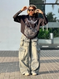 Women's American Street Harajuku Style T-Shirt Cotton Blend Gothic Emperor Graphic Print Oversized Loose Casual Short Sleeve Top for Summer Streetwear