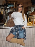 Women's Y2K Streetwear Long Sleeve T-Shirt Rhinestone Shell Decor Cotton Blend Loose Fit Round Neck Top For Daily Party