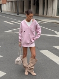 Women's V-Neck Knit Cardigan Sweater Cotton Blend Long Sleeve Single Breasted Puppy Embroidery Vintage Oversized Lazy Style Autumn Streetwear Top