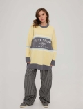 Women's Oversized Knit Sweater Long Sleeve Cotton Blend Pullover Casual Lazy Style Color Block Jumper Warm Winter Autumn Top for Women