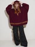 Women's Hooded Sweater Knitted Cotton Blend Warm Thick Pullover Daily Outdoor Streetwear Oversized Fashion For Lady Winter Jacquard XII Roman Numeral Loose Fit Top